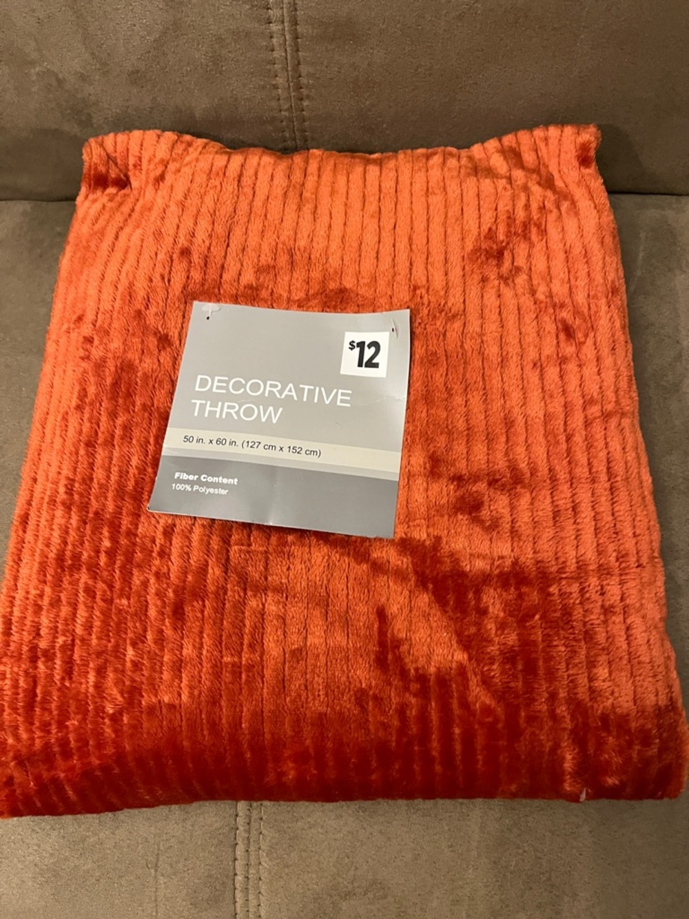 Decorative Plush Throw Blanket Orange Rust NWT 50x60